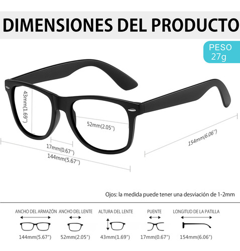 Kanastal K1940 lentes fotocromáticos para computadora anti luz azul celular color negro brillante