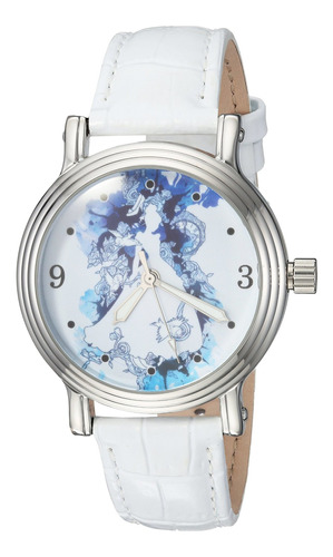 Reloj Mujer Disney Wds000179 Cuarzo Pulso Plateado En Cuero 