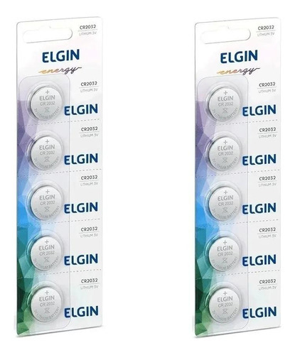 Kit 10 Baterias Cr2032 3v Elgin Moeda Original
