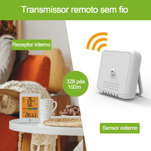 Termômetro Higrógrafo De Previsão Do Tempo Sem Fio Preto