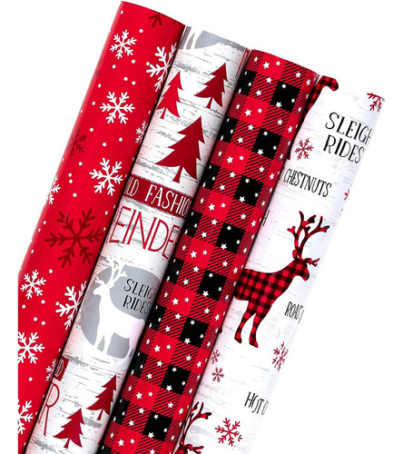 Rollo De Papel De Regalo Navideno Wrapaholic, Diseno Rust...
