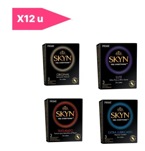 Preservativos Prime Skyn 12 Cajitas X 3u. Sin Latex