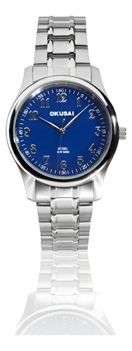 Reloj Okusai Hombre Okh0046-1b9malla De Acero Sumergible 50m Plateado Plateado Negro