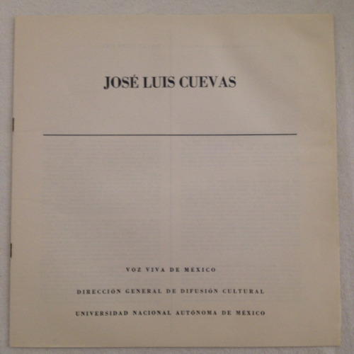 José Luis Cuevas Voz Viva De México Unam (Usado)