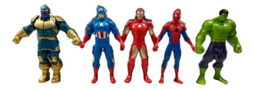 Set De 5 Figuras Marvel  De 22 Cm Articuladas Spiderman Hulk