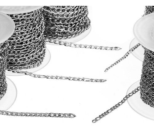 Plata Acero Inoxidable Bordillo Cadena Collar Cadena 3m 5mm