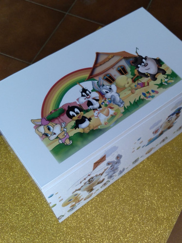 Imagen 9 de 10 de Cofre Para Bebes Personalizados. Ideal Ajuar Regalos Looney