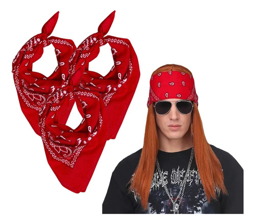 12 Unidades De Bandana Roja De Rockero Disfraz Cotillon