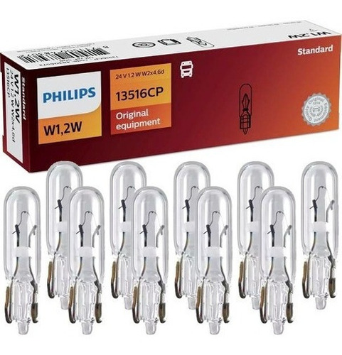 10 Lâmpada Philips Painel T5 1,2w 24v Esmagadinha Pinguinho