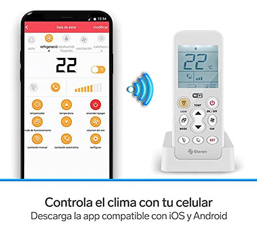 Steren Rm-700 Control Remoto Universal Wi-fi Para Aire Acondicionado, Con Batería Recargable Y Linterna Led