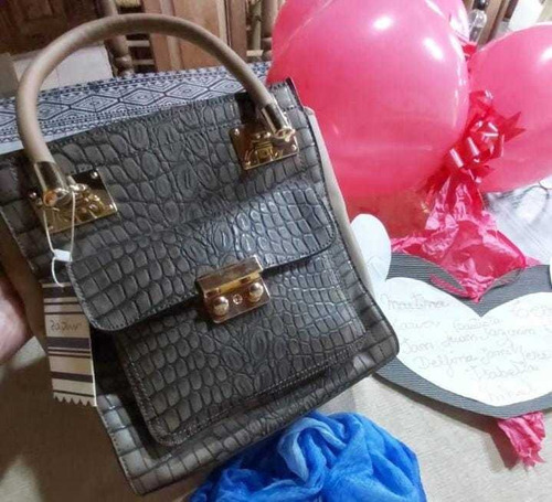 Cartera Bag Cuero Pu Símil Croco. Nueva! Envío Gratis 