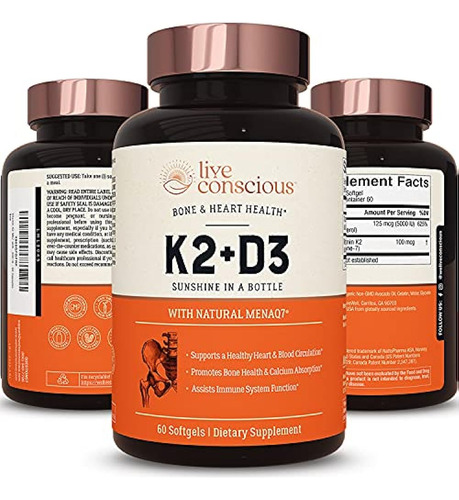 Live Conscious Vitamin K2 Mk7 Con Suplemento D3 De Livewell 