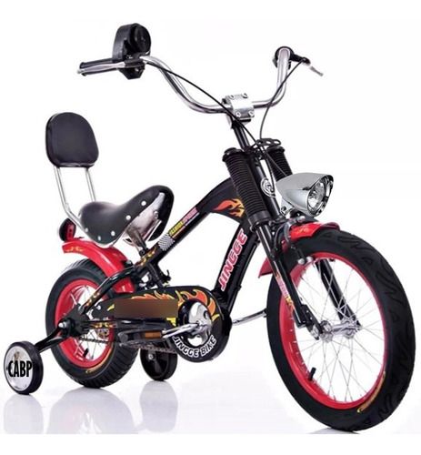 Bicicleta Niños Aro 20 Motobike Chopera Asiento Espaldar Led