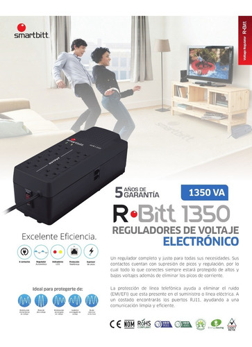 Imagen 2 de 4 de Regulador Smartbitt Electrónico Y Supresor De Picos Avr 1350