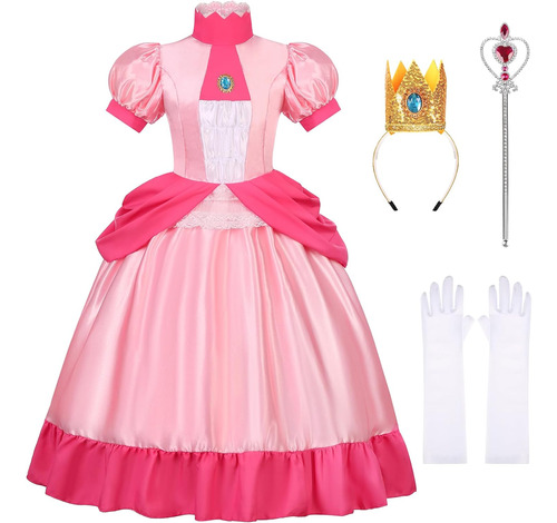 Disfraz De Princesa Peach Para Niña Talla 9-12 Años-rosado