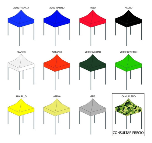 Carpa Plegable 3h Hierro 3x6 Mts 3 Paredes Completo Gazebo