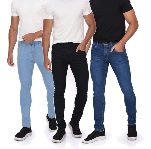 Kit 3 Calças Jeans Homem Masculina Linha Premium Algodao