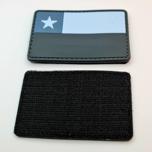 Imagen 6 de 6 de Pack 02 Parches Pvc, Bandera Chilena (gris) + Parche Fach