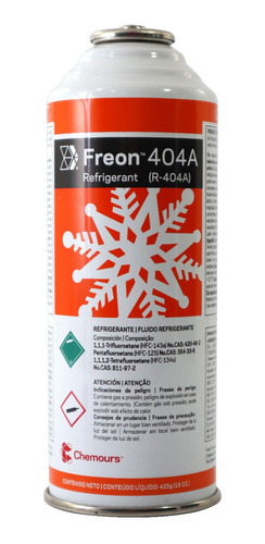 Garrafa Lata Gas Refrigerante R404 Dupont Chemours 425 Grs