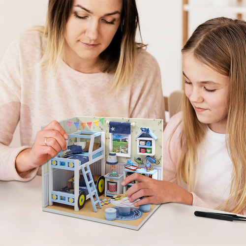 Camewin Bloco De Construção Brinquedos - Mini Casa De Madeira Casa De Bolso Com Luz Led