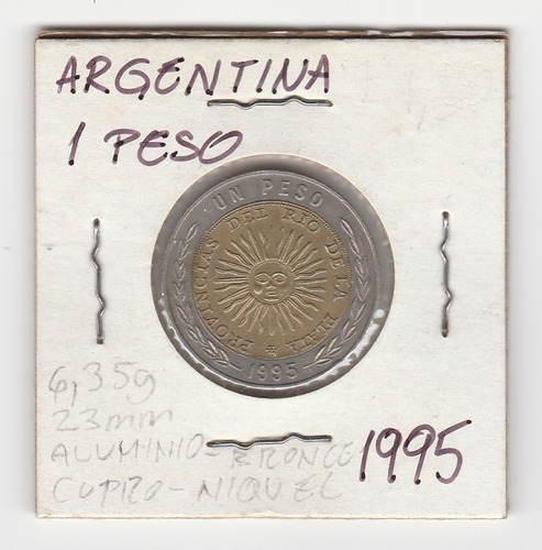 Moneda Argentina 1 Peso 1995 Vf/xf