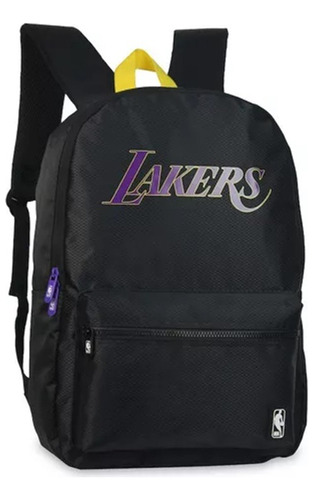 Mochila Nba Lakers Negra Reforzada Urbana Diaria Basquet Color Negro