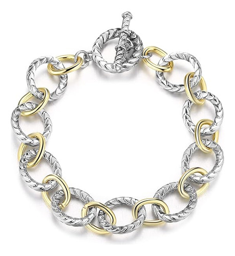Collar Twisted Cable Bracelets For Women  Two Tone Link Chai