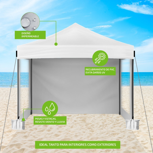 Imagen 7 de 10 de Gazebo Autoarmable 3x3 Playa Plegable Con Paredes Exterior
