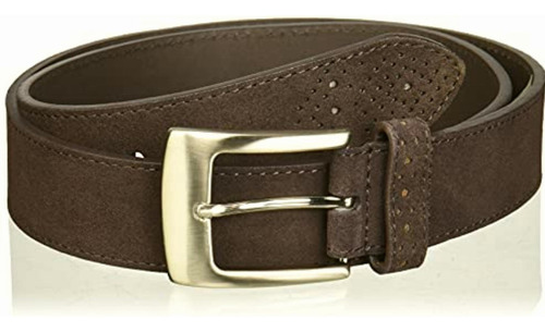 Stacy Adams Men's 32mm Genuine Leather Belt With Perforated Color Chocolate Gamuza Talla 44