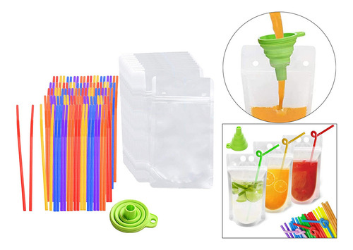 100 Unidades De Bolsas De Bebida Desechables Selladas Con