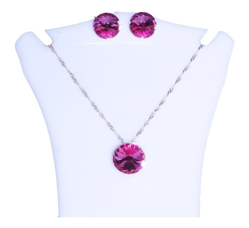 Conjunto Cristal Swarovski Plata 925 Joyas Aros Colgantes