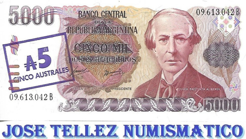 Bottero 2703 $a 5000 Resellado 5 Australes Unc Palermo