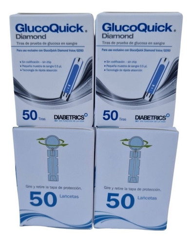 Tiras Glucoquick Diamond X100 + Lancetas X100