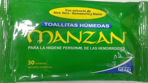 Manzan Toallitas Humedas Para Hemorroides X 60 Unidades