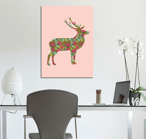 Vinilo Decorativo 40x60cm Reno Hipster Ciervo Deer Flores