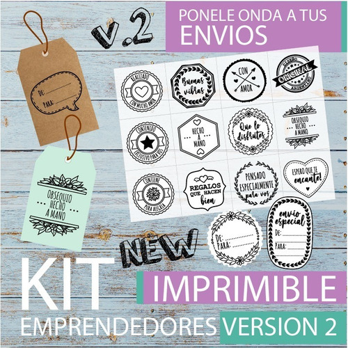 Kit Imprimible Emprendedores Tags Nuevo V2 Etiquetas De Para