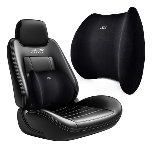 Almohada Soporte Lumbar Cojín Memory Foam Auto Oficina Color Negro