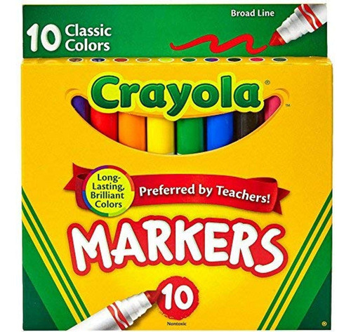 Crayola 10 Unidades. Marcadores Trazo Ancho Originales, Cl&.