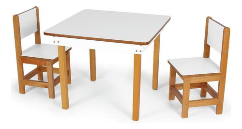 Conjunto Mesa Infantil Gabi 60x60cm Com 2 Cadeiras Manu Cor Branco