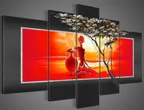 Comprar Cuadros Africanos Paisajes Pintados En Tela Tripticos Polipt