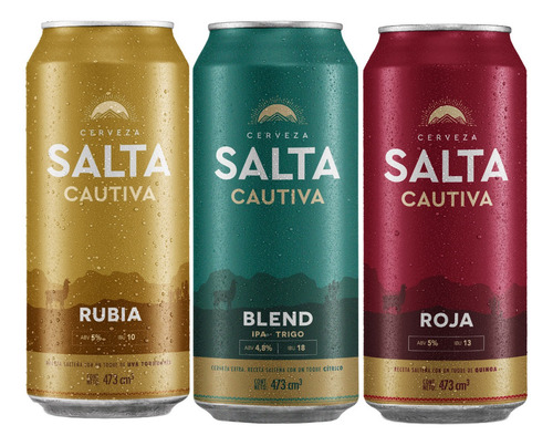 Imagen 2 de 9 de Cerveza Salta Cautiva Rubia X12 + Blend X6 + Roja X6 Oferta