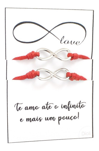 Conjunto 2 Pulseiras Casal Infinito Love Presente Namorados