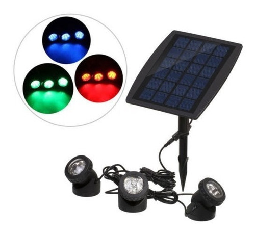 Resistente Al Agua Solar Powered 3 X 6led Rgb Spot Luz Pisci