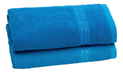 Set 2 Pz Toalla De Baño Completo 100% Algodón. 130 X 70 Cm . Color Azul Rey