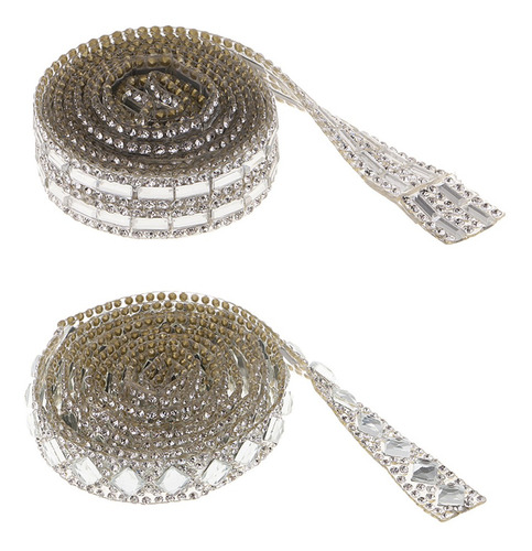 2 Rollos X 1m Cinta Adhesiva De Diamante Artificial Para