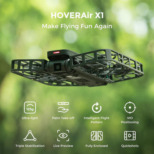 Hoverair X1 Self-flying Camera,pocket-sized Drone Black