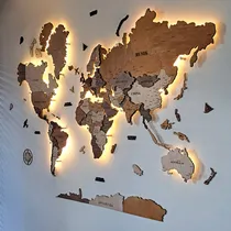 Comprar Mapa Del Mundo Mapamundi 3d Con Luz Led 120 Cm X 80 Cm