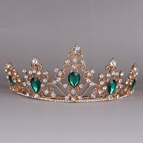 Diadema De Corona De Novia Verde Con Diamantes De Imitación