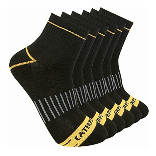 Caterpillar Men's 6-pack Half Cushioned Quarter Socks,