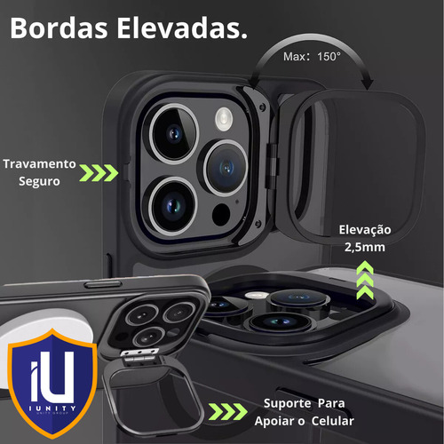 Capa Suporte Apoio Magnética P/ iPhone + Película Vidro 3d